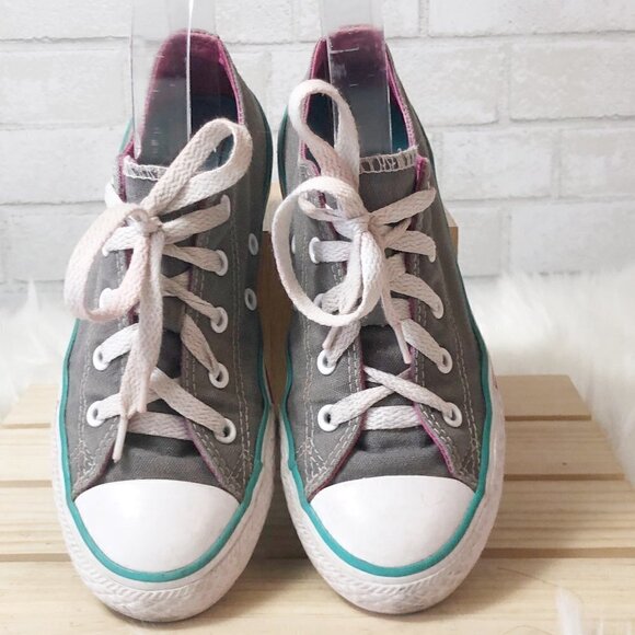 Converse Chuck Taylor All Star Double Tongue Charcoal Gray Poppy Pink Light Dew - Picture 3 of 7